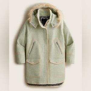 J. CREW Summit Parka Italian Stadium Cloth Wool Blend Coat Heather Opal Size 2